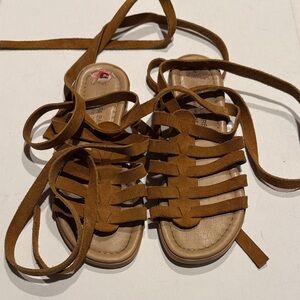 Suede Lace-Up Tan Women’s Strappy Sandals